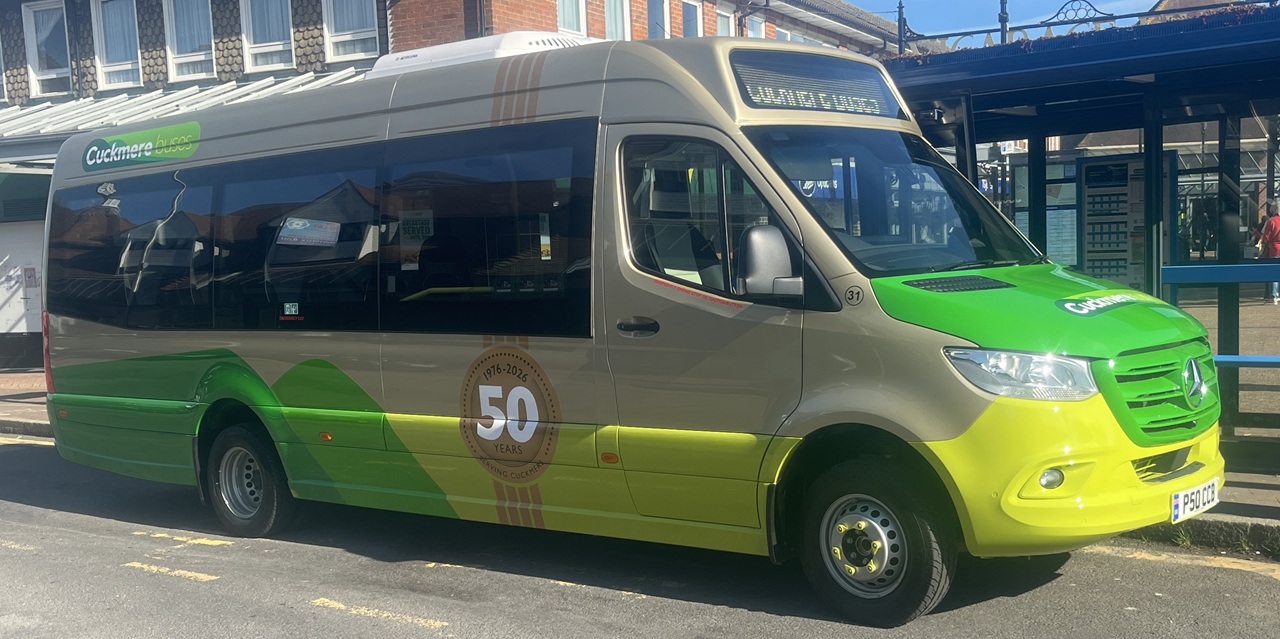 Photograph of our latest bus CCB 31 in 50th Anniversary livery